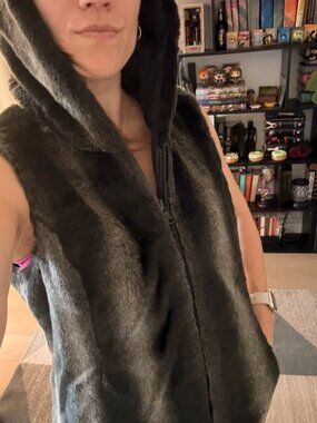 Reversible Fur-lined Black Vest